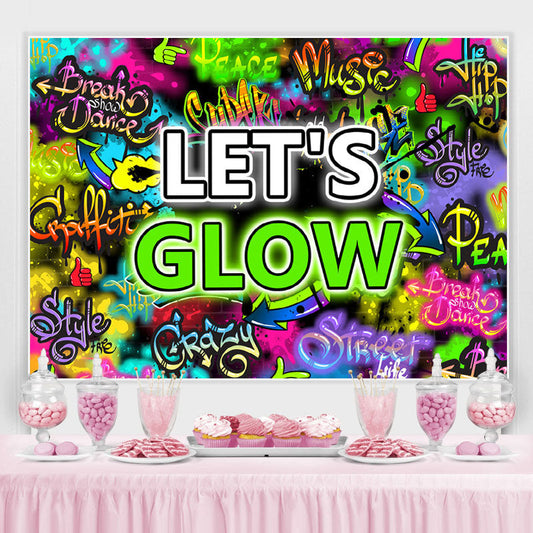 Lofaris Lets Glow Colored And Graffiti Letter Wall Backdrop