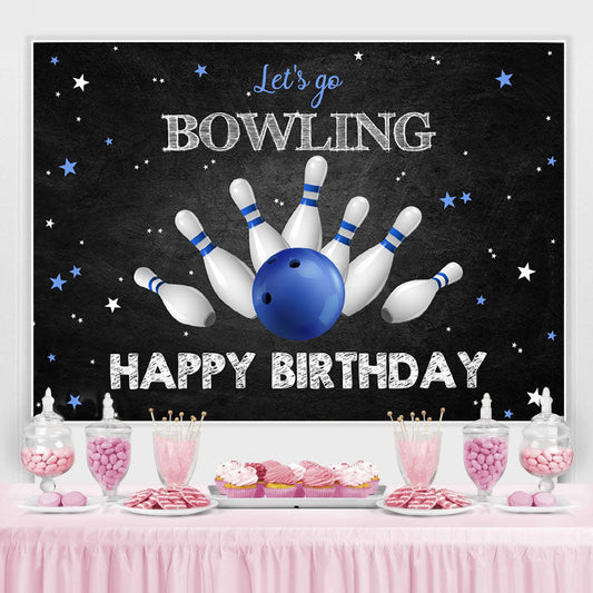 Lofaris Lets Go Bowling Star Themed Happy Birthday Backdrop