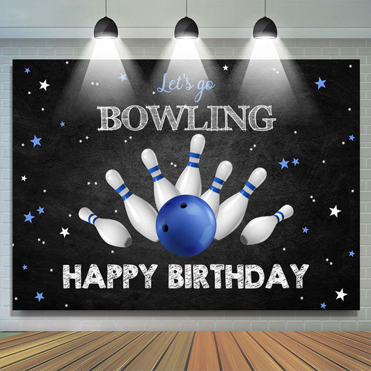 Lofaris Lets Go Bowling Star Themed Happy Birthday Backdrop