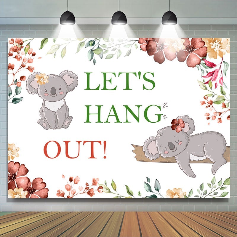 Lofaris Lets Hang Out With Koala Flowers Baby Shower Backdroop