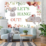 Load image into Gallery viewer, Lofaris Lets Hang Out With Koala Flowers Baby Shower Backdroop