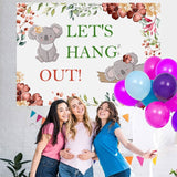 Load image into Gallery viewer, Lofaris Lets Hang Out With Koala Flowers Baby Shower Backdroop