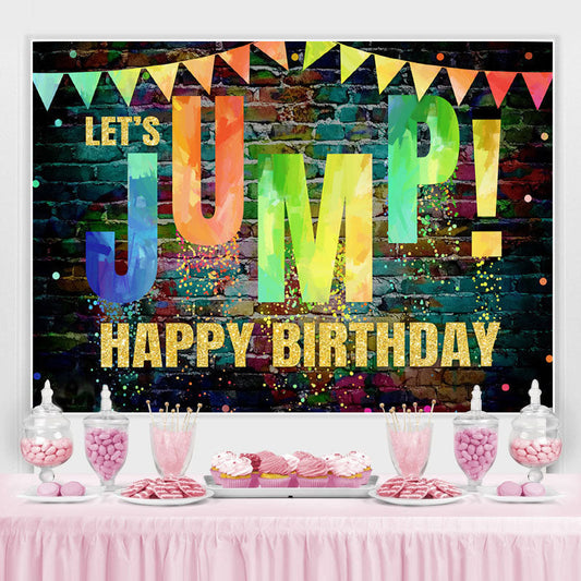 Lofaris Lets Jump Graffiti Wall Birthday Backdrop Decoration