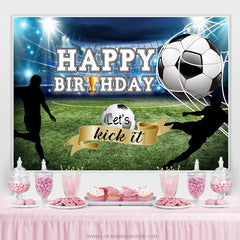 Lofaris Lets Kick It Football Theme Happy Birthday Backdrop
