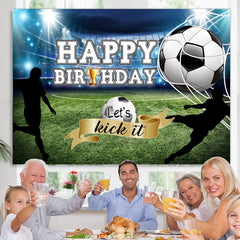 Lofaris Lets Kick It Football Theme Happy Birthday Backdrop