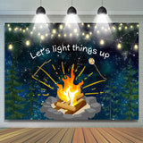 Load image into Gallery viewer, Lofaris Lets Light Things Up Bonfire Party Backdrop for Kids