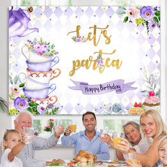 Lofaris Lets Partea Spring Floral Happy Birthday Backdrop