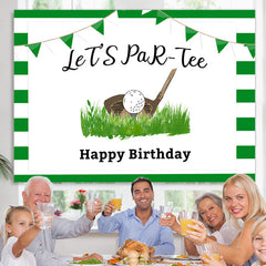 Lofaris Lets Partee Golf Happy Birthday Green Backdrop for Party