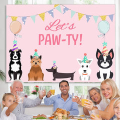 Lofaris Lets Pawty Puppy Dog Themed Happy Birthday Backdrop