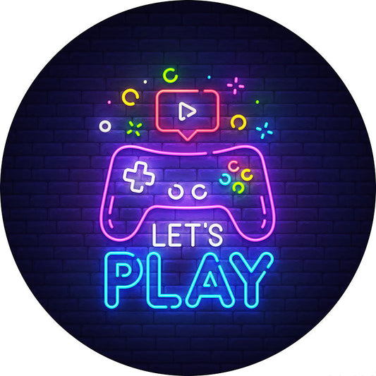 Lofaris Lets Play Video Game On Tv Round Backdrop Kit For Boy