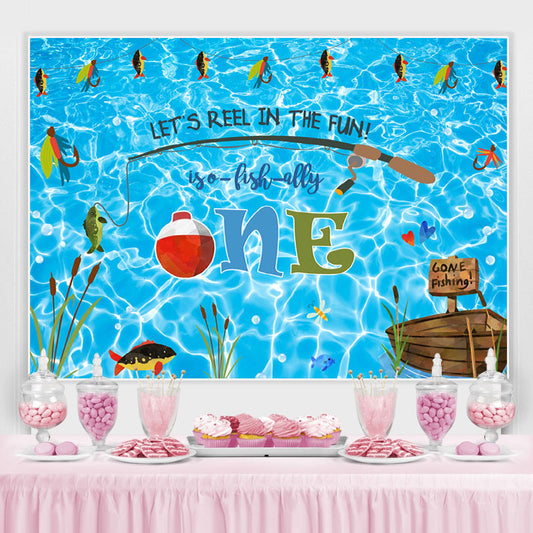 Lofaris Let’s Reel In The Fun First Happy Birthday Backdrop