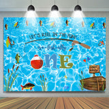 Load image into Gallery viewer, Lofaris Let’s Reel In The Fun First Happy Birthday Backdrop