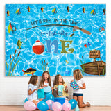 Load image into Gallery viewer, Lofaris Let’s Reel In The Fun First Happy Birthday Backdrop