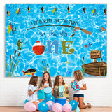 Load image into Gallery viewer, Lofaris Let’s Reel In The Fun First Happy Birthday Backdrop