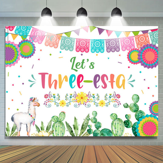 Lofaris Lets Three Esta Colorful Fiesta Birthday Backdrop
