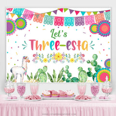 Lofaris Lets Three Esta Colorful Fiesta Birthday Backdrop