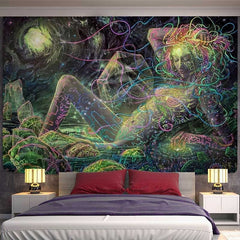 Lofaris Life Girl Galaxy Trippy Novelty Abstract Wall Tapestry