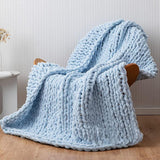 Load image into Gallery viewer, Lofaris Light Blue Handmade Warm Soft Chunky Knit Blanket for Bedroom