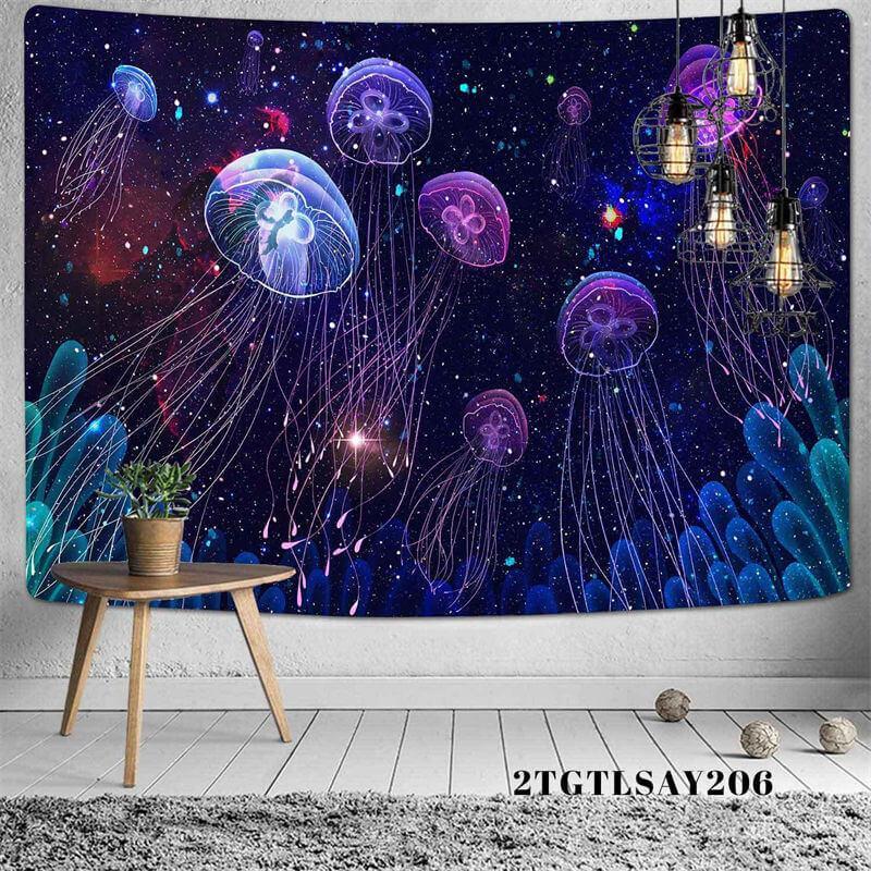 Lofaris Light Bokeh Jellyfish Galaxy Trippy Novelty Wall Tapestry