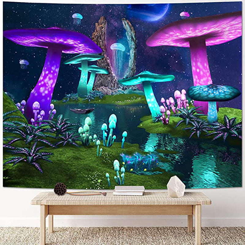 Lofaris Light Mushroom Trippy Novelty Lake Galaxy Wall Tapestry