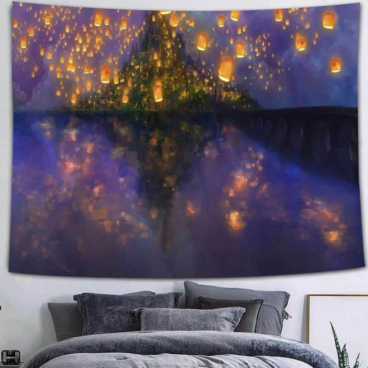 Lofaris Light Night Trippy Novelty Fairytale Mountain Wall Tapestry