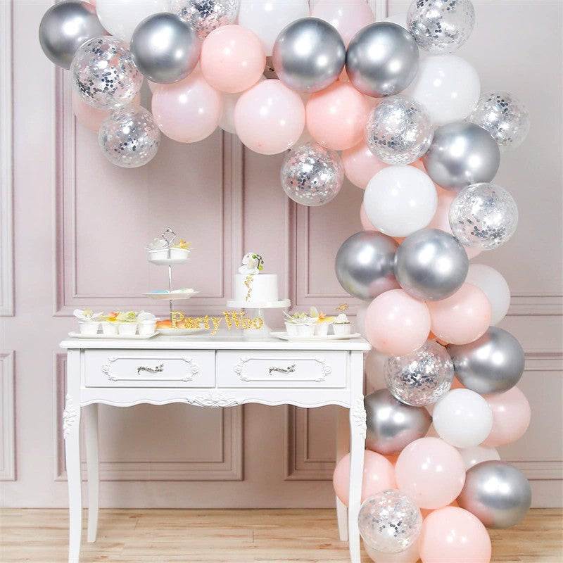 Lofaris Light Pink 62 Pack Balloon Arch Kit | DIY Party Decorations - Silver