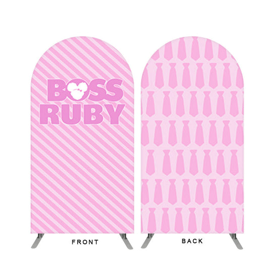 Lofaris Light Pink Boss Ruby Birthday Double Sided Arch Backdrop