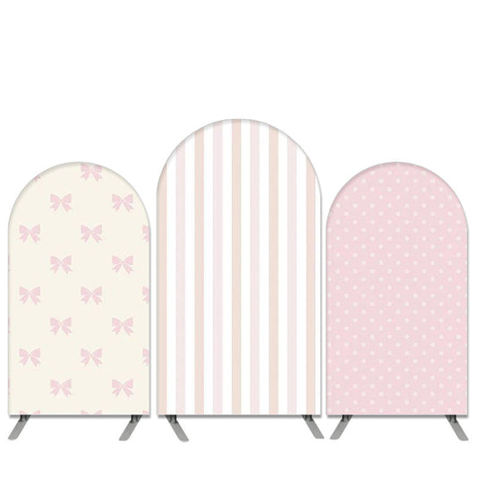 Lofaris Light Pink Bow Tie And Stripes Birthday Party Arch Backdrop Kit
