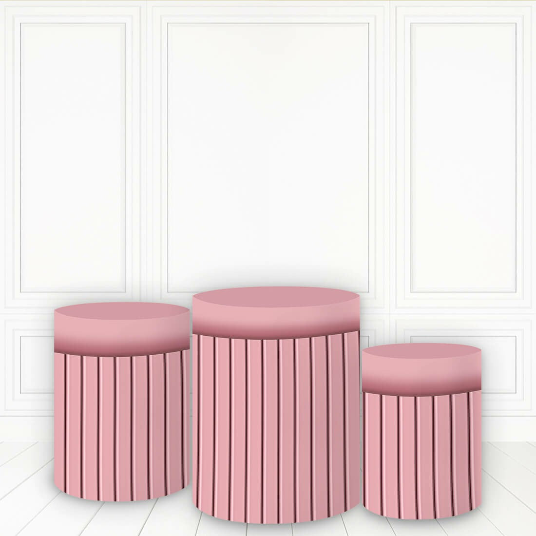 Lofaris Light pink Cake Table Cover Stripe Theme Cylinder