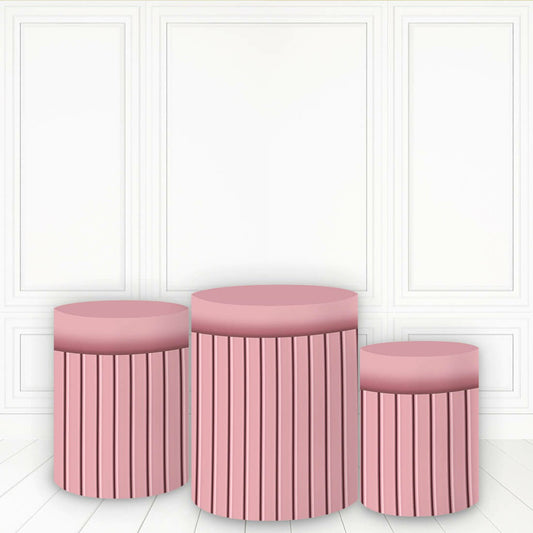 Lofaris Light pink Cake Table Cover Stripe Theme Cylinder