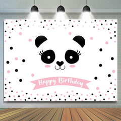Lofaris Light Pink Dots Lovely Panda Happy Birthday Backdrop