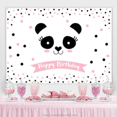 Lofaris Light Pink Dots Lovely Panda Happy Birthday Backdrop