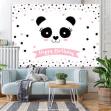 Load image into Gallery viewer, Lofaris Light Pink Dots Lovely Panda Happy Birthday Backdrop