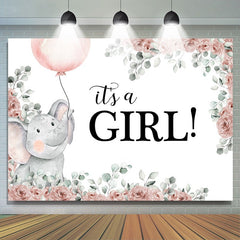 Lofaris Light Pink Elephant Its A Girl Theme Baby Shower Backdrop