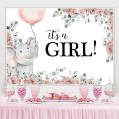 Lofaris Light Pink Elephant Its A Girl Theme Baby Shower Backdrop