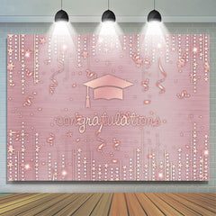 Lofaris Light Pink Glitter Star Congratulation Grad Backdrop