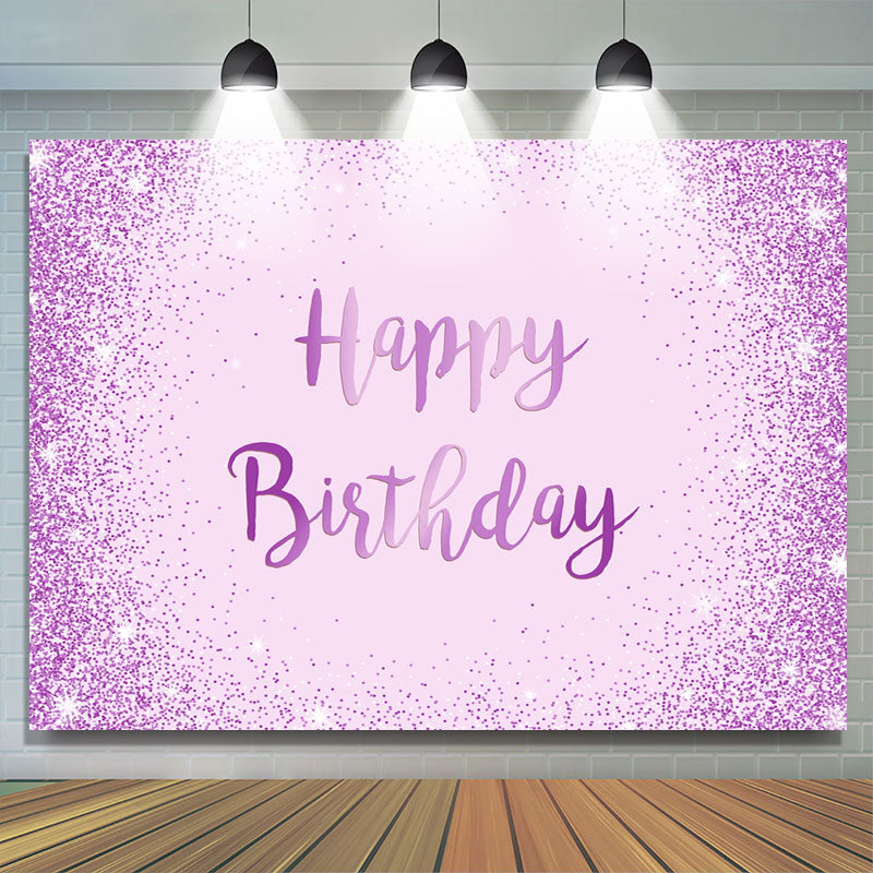 Lofaris Light Purple And Glitter Dots Happy Birthday Backdrop
