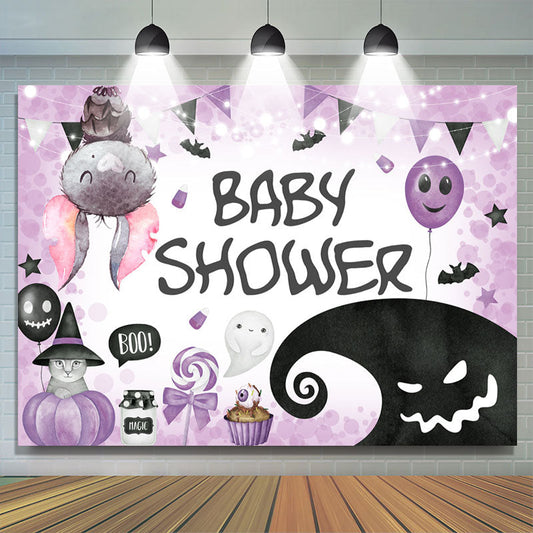 Lofaris Light Purple Halloween Theme Backdrop For Baby Shower
