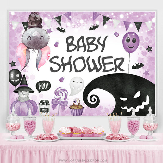 Lofaris Light Purple Halloween Theme Backdrop For Baby Shower