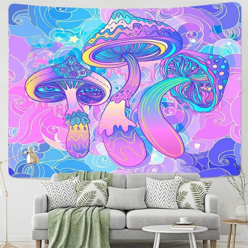 Lofaris Light Purple Mushroom Novelty Abstract Wall Tapestry