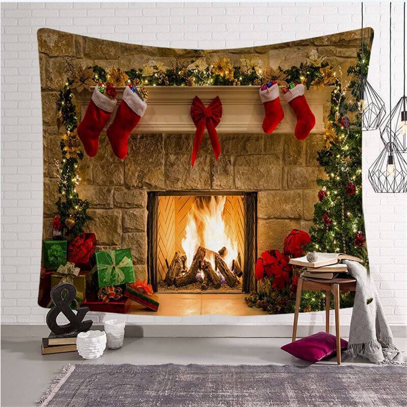 Lofaris Light Trees And Gifts Christmas Landscape Wall Tapestry