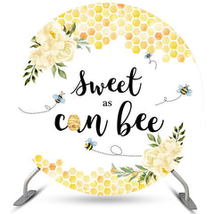 Lofaris Light Yellow Floral Round Little Bee Baby Shower Backdrop