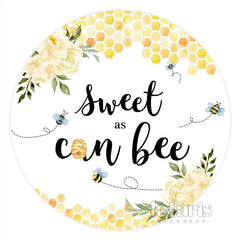 Lofaris Light Yellow Floral Round Little Bee Baby Shower Backdrop