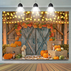 Lofaris Lighting Autumn Wooden House With Pumpkin Backdrop