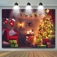 Lofaris Lighting Cabin Room Merry Christmas Holiday Backdrop
