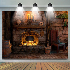 Lofaris Lighting Fireplace With Skull Candle Halloween Backdrop