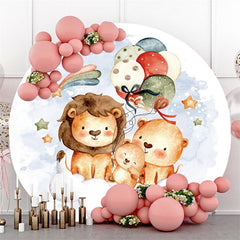Lofaris Lion And Teddy Bear Round Ballon Baby Shower Backdrop