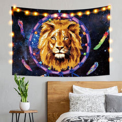 Lofaris Lion Galaxy Animal Divination 3D Printed Custom Tapestry