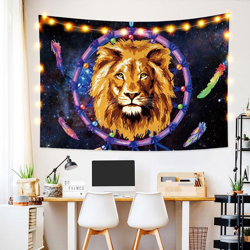 Lofaris Lion Galaxy Animal Divination 3D Printed Custom Tapestry