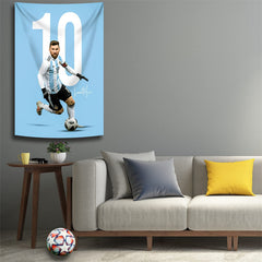 Lofaris Lionel Messi Number 10 Blue Argentina Wall Tapestry